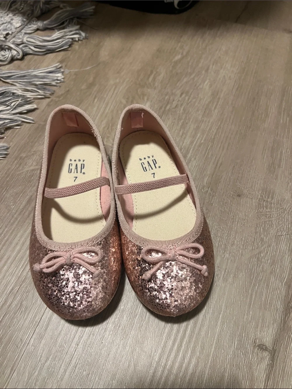 GAP Rose Gold Glitter Mary Jane Flats